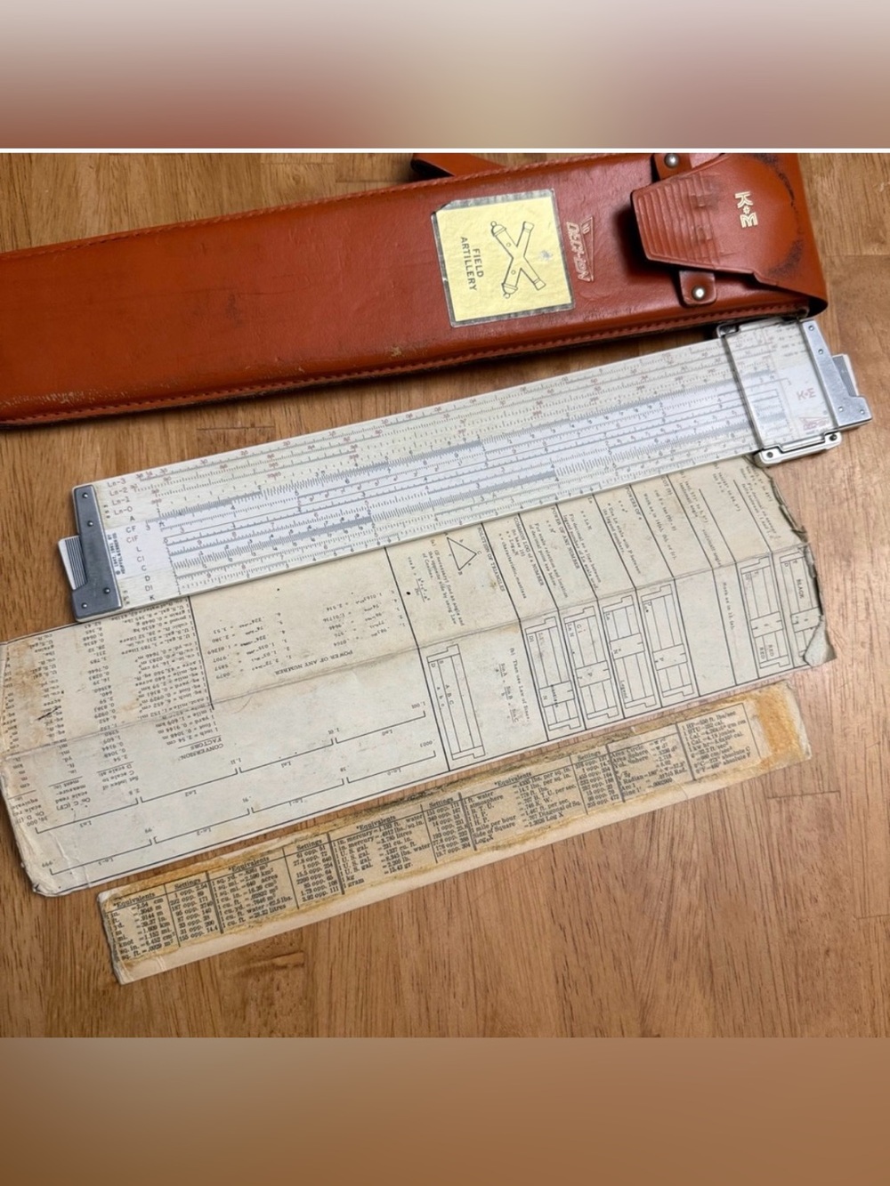 Keuffel & Esser Slide Rule 68 1100 Deci Lon 10 K&E Leather Case Belt Loop
